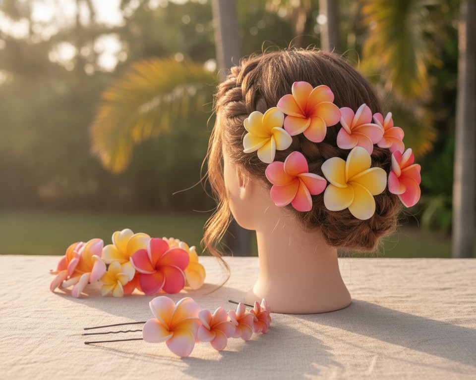 Hair Claw, Gradient Plumeria Flower Hair, Hair Clips